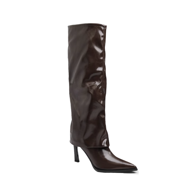 NISDA Stiletto Heel Leather Knee High Boots