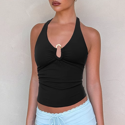 NOERO Cut Out Lace Up Top