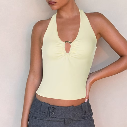 NOERO Cut Out Lace Up Top