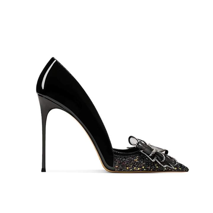 PERAC Diamante Bow High Heel Pumps - 10cm
