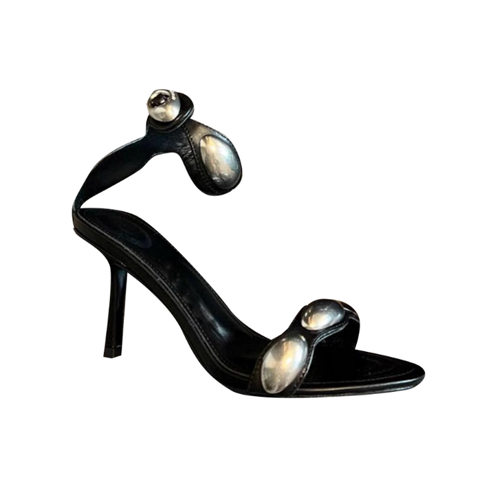 PETRU Metal Embellished Mid Heel Sandals