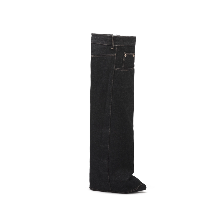 POGIH Denim Knee High Boots