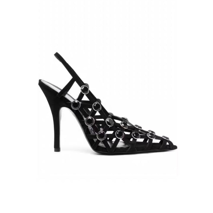 POIDE Diamante Cut Out High Heel Sandals