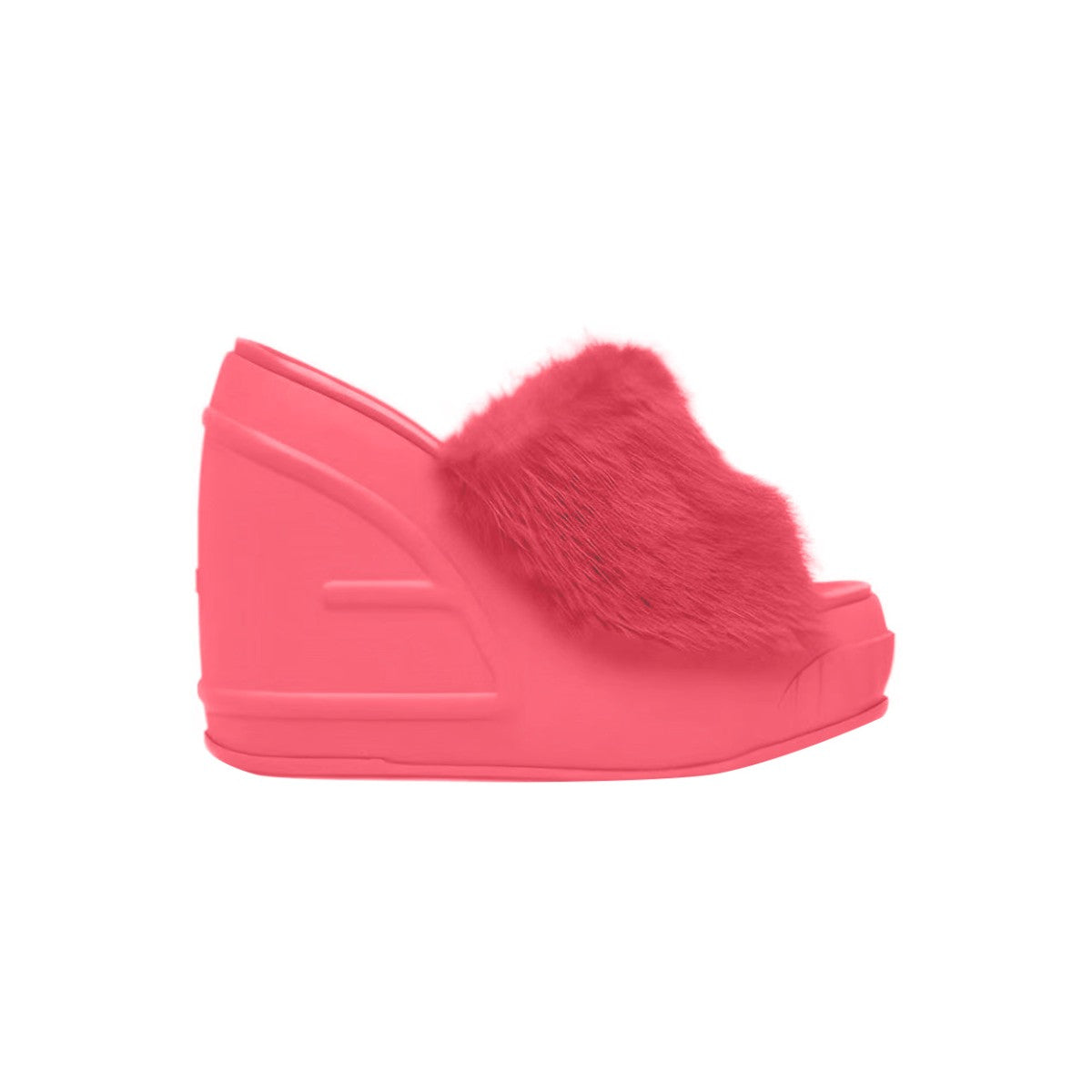Pink POIRE Fur Platform Mules Sandals i The Label I The Label