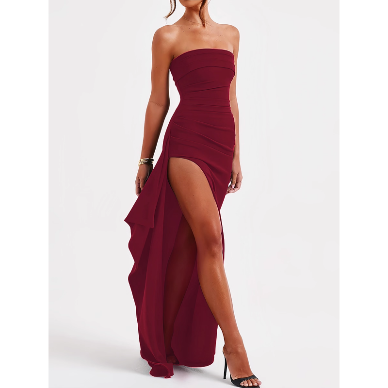 PUNCA Ruffled Tube Evening Dress Gown