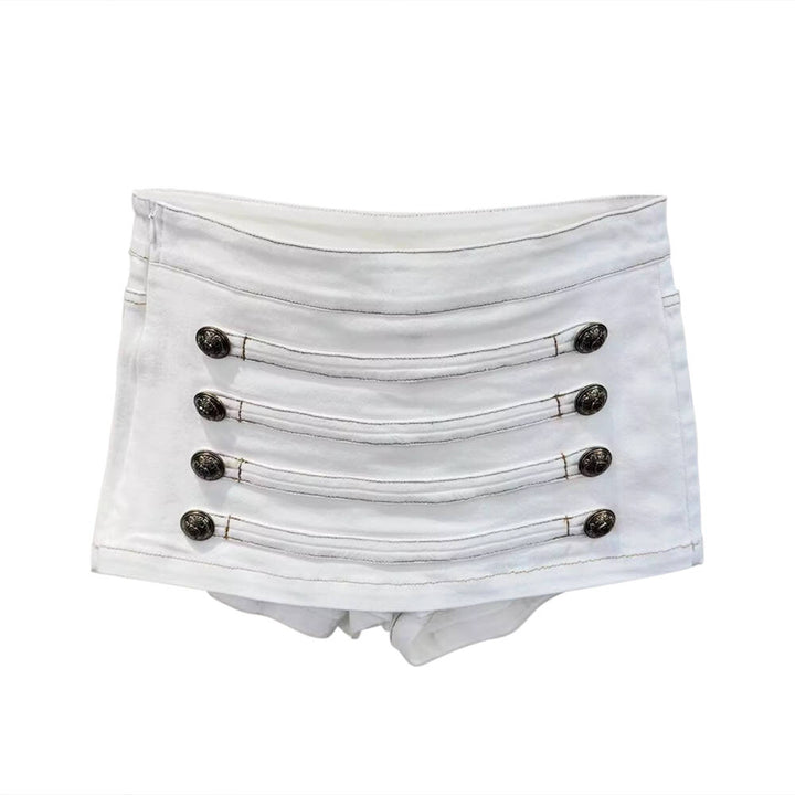 QEVRU Button Mini Skirt