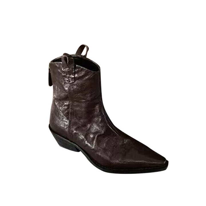 QUDIE Leather Western Crow Ankle Boots