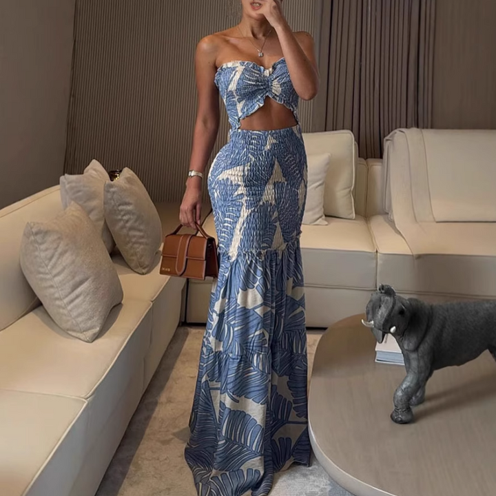 QUENT Cut Out Printed Maxi Dress
