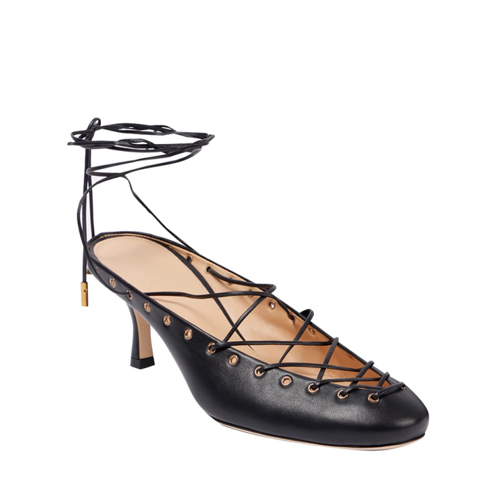 RANUD Lace Up Kitten Heel Sandals