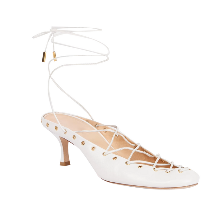 RANUD Lace Up Kitten Heel Sandals