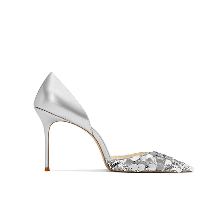 REDOC Sequinned Mid Heel Pumps - 6cm