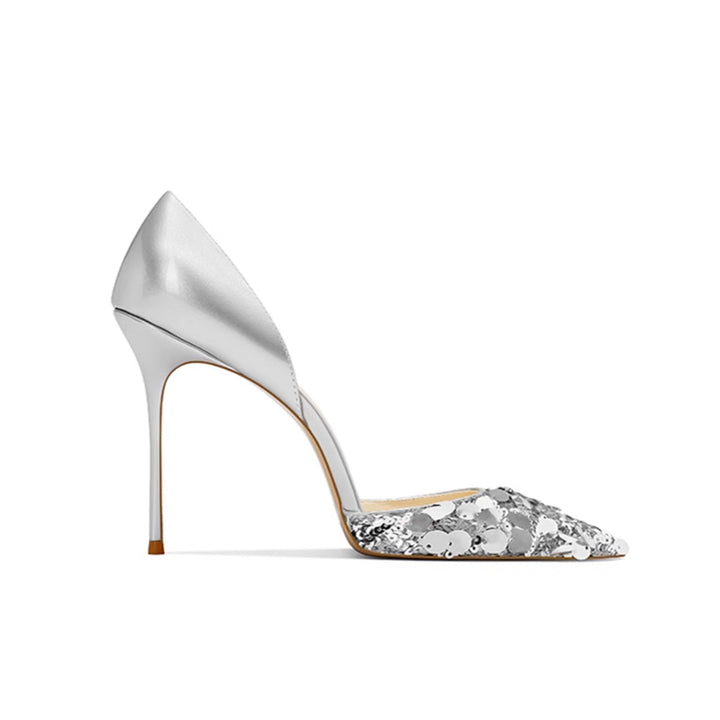 REDOC Sequinned Mid Heel Pumps - 8cm