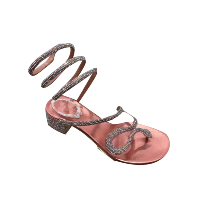 REIVE Diamante Block Heel Sandals