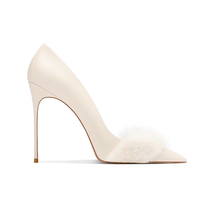 REMIV Fur Embellished High Heel Pumps - 10cm