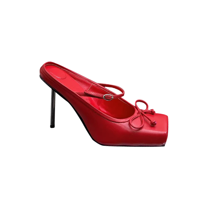 RENIV Bow High Heel Mules Pumps - 10cm