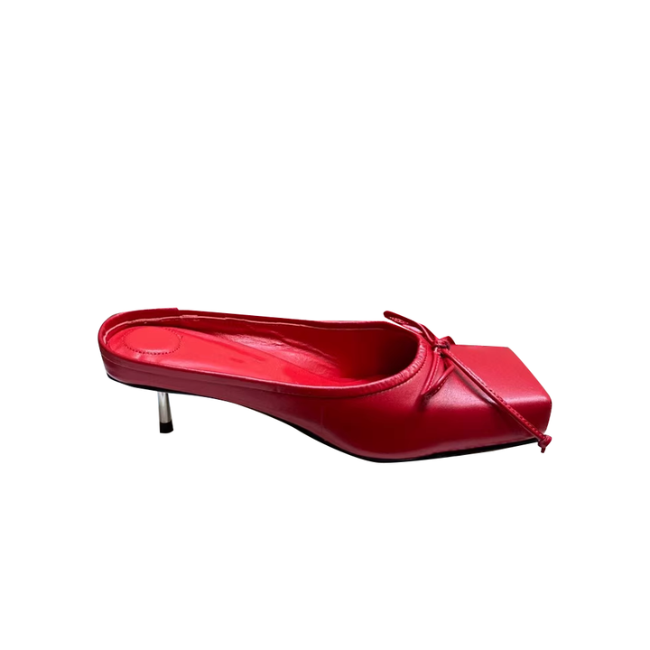 RENIV Bow Mid Heel Mules Pumps - 4.5cm