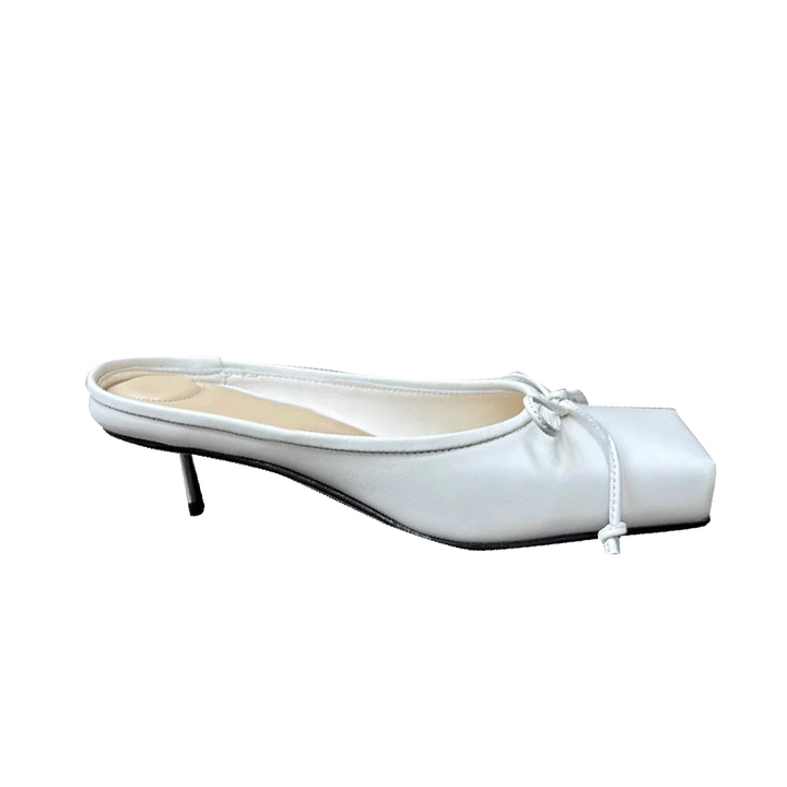 RENIV Bow Mid Heel Mules Pumps - 4.5cm