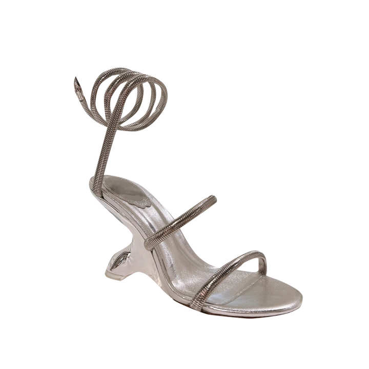 RIEJA Ankle Wrap Diamante Wedged Heel Sandals