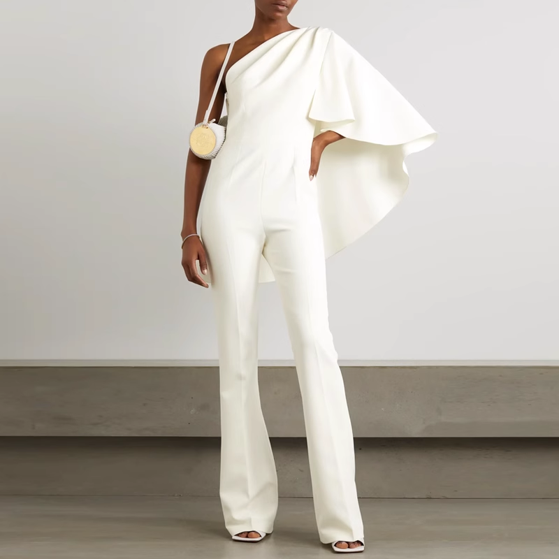 White RODSA Ruffled Jumpsuit i The Label I The Label