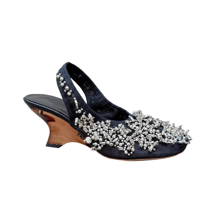 ROHET Beaded Wedged Heel Sandals
