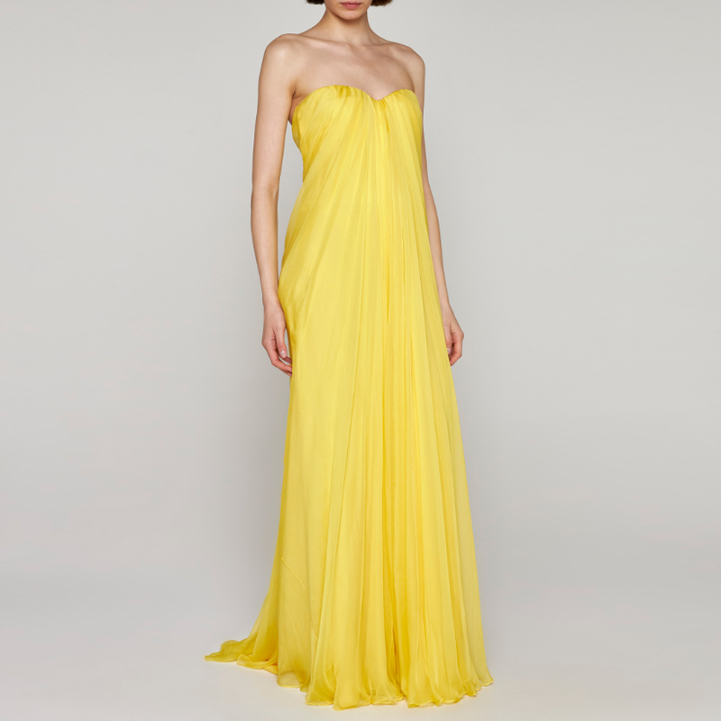 Yellow RONIY Fold Hem Evening Dress Gown | i The Label 1:1 assistant measurement & fit | Ships in 10 - 15 business days Yellow RONIY Fold Hem Evening Dress Gown | i The Label 1:1 assistant measurement & fit | Ships in 10 - 15 business days