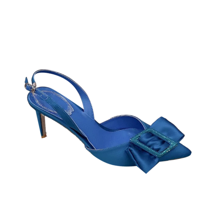 ROVID Diamante Bow Mid Heel Sandals