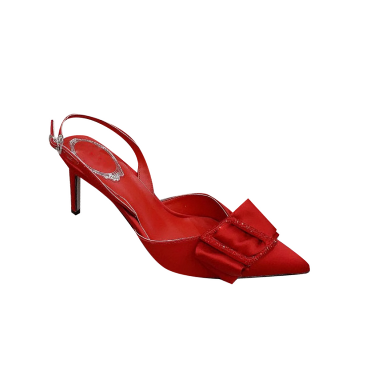 ROVID Diamante Bow Mid Heel Sandals