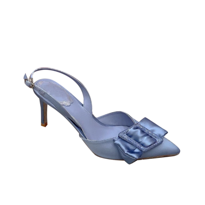 ROVID Diamante Bow Mid Heel Sandals
