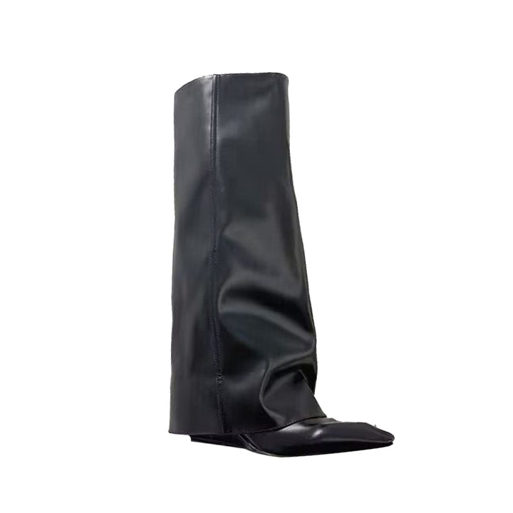 RUIDO Leather Wedged Heel Knee High Boots