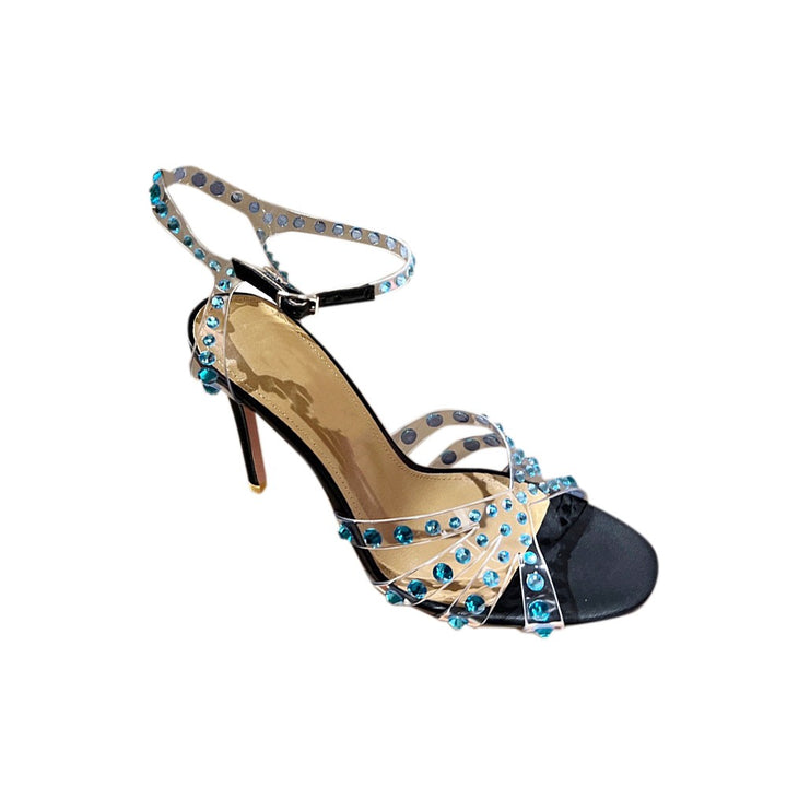 RULNA Diamante PVC High Heel Naked Sandals
