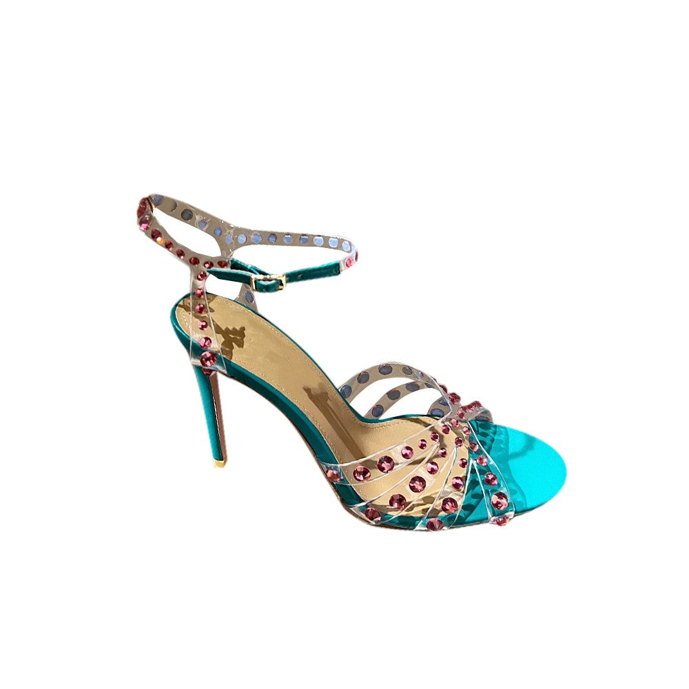 RULNA Diamante PVC High Heel Naked Sandals
