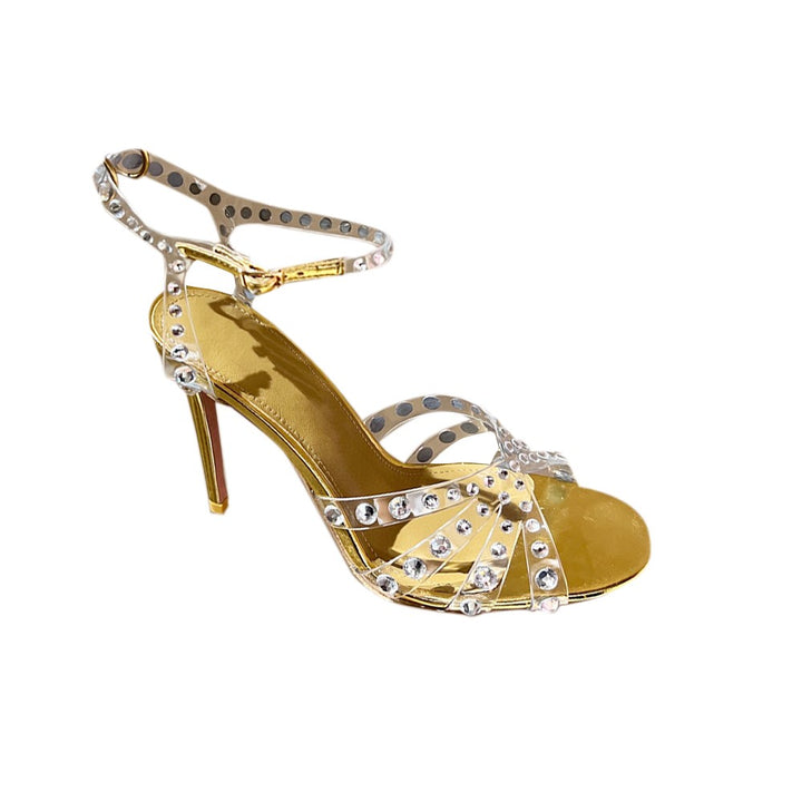 RULNA Diamante PVC High Heel Naked Sandals