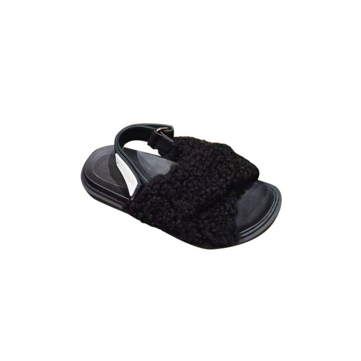 RUMIE Cross Fur Flat Sandals