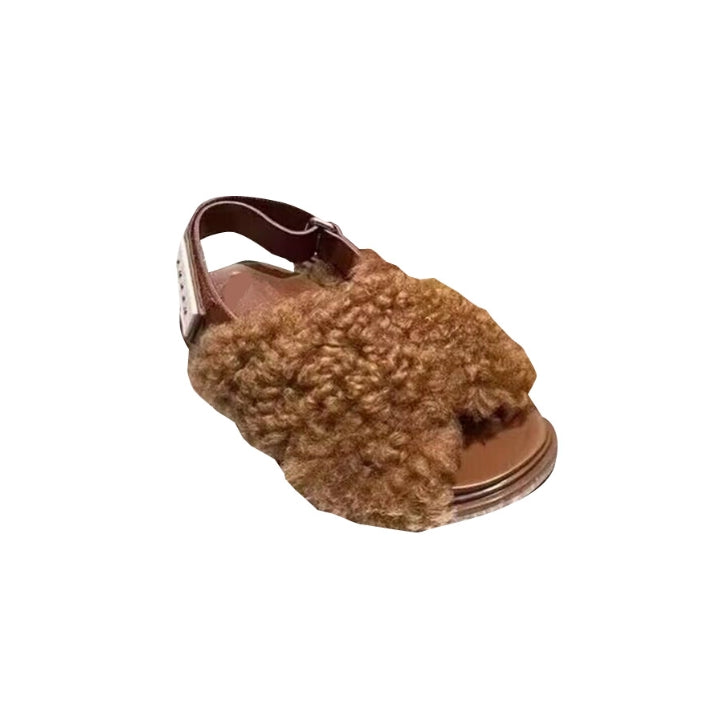 RUMIE Cross Fur Flat Sandals