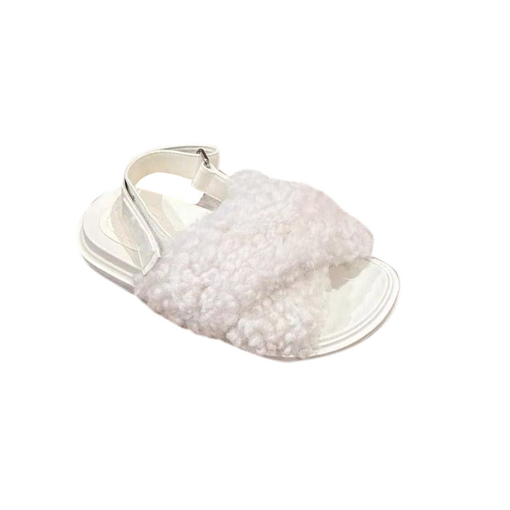 RUMIE Cross Fur Flat Sandals