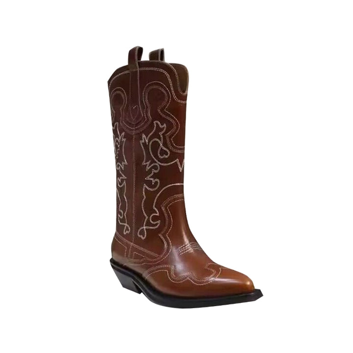 RUZIO Embroidery Western Cowboy Ankle Boots