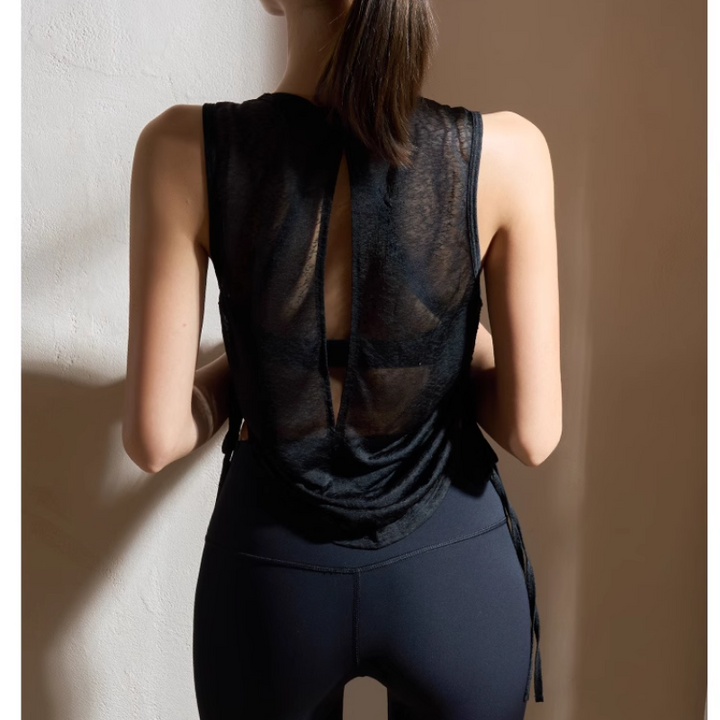 SABVI Yoga Pilates Back Opening Fitted Fitness Top