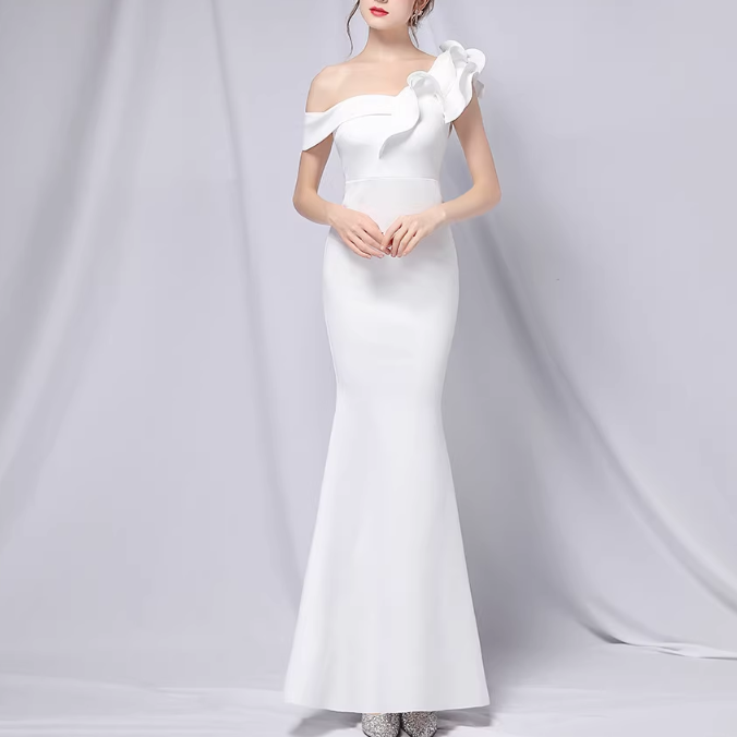 SACDA Ruffled Maxi Evening Dress Gown