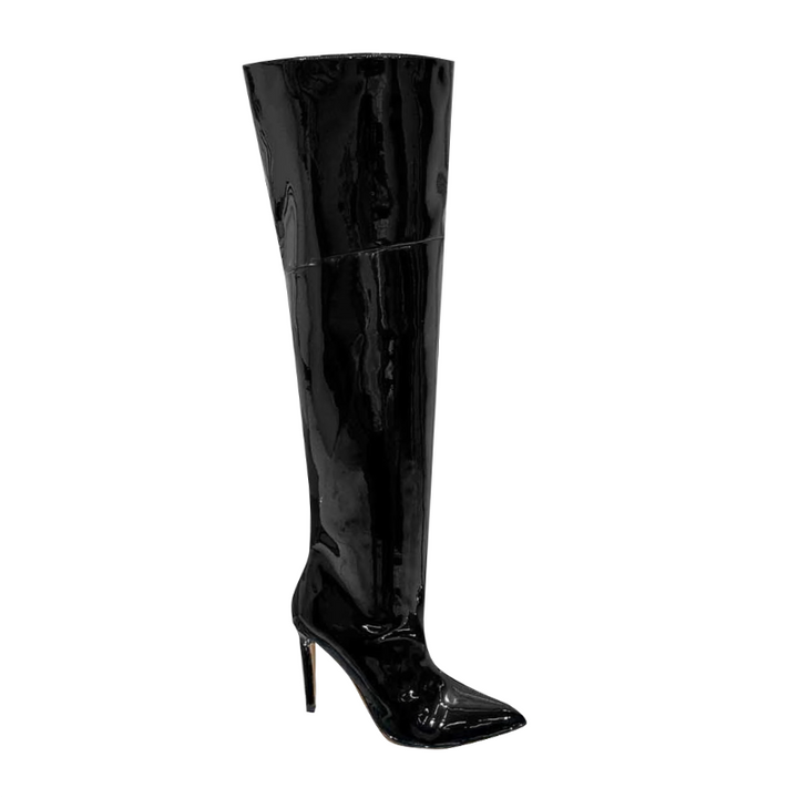 SAKIR Patent Leather High Heel Over The Knee Boots