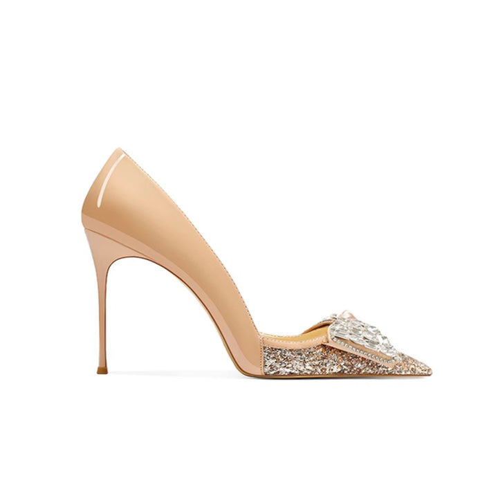 SEMAI Diamante Bow Mid Heel Pumps - 6cm