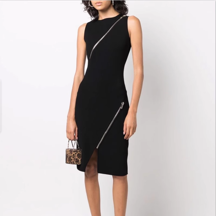 SEROB Zip Embellished Evening Dress Gown
