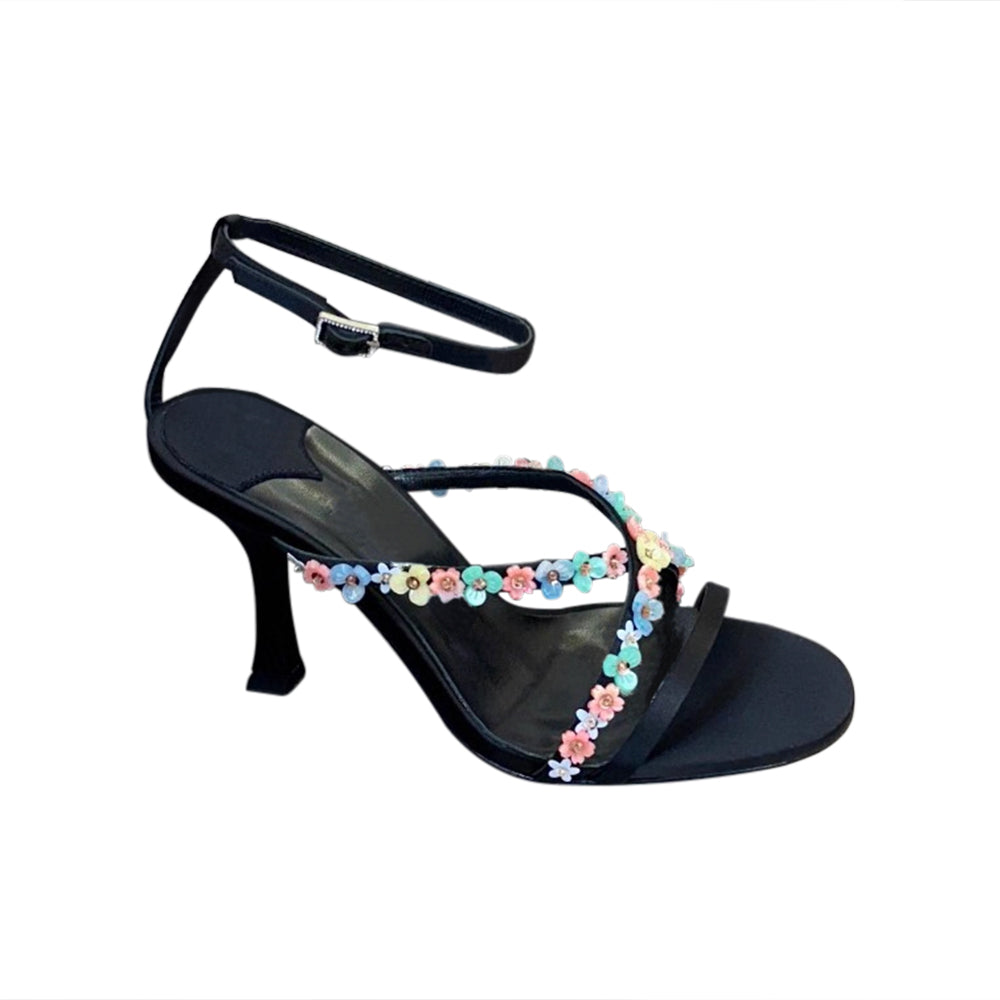 SMERA Flower Ankle Strap Mid Heel Sandals