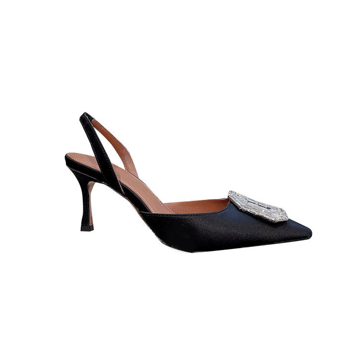 SRANU Diamante Buckled Mid Heel Sandals - 7cm