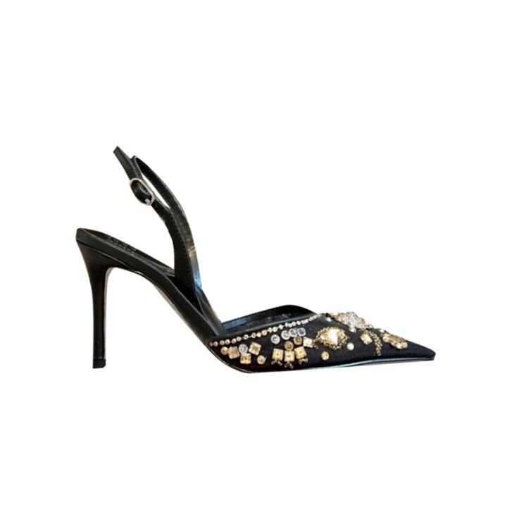 SURCI Diamante Mesh High Heel Pumps