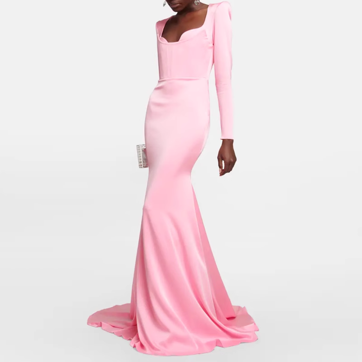 TECIK Ruffled Hem Evening Dress Gown