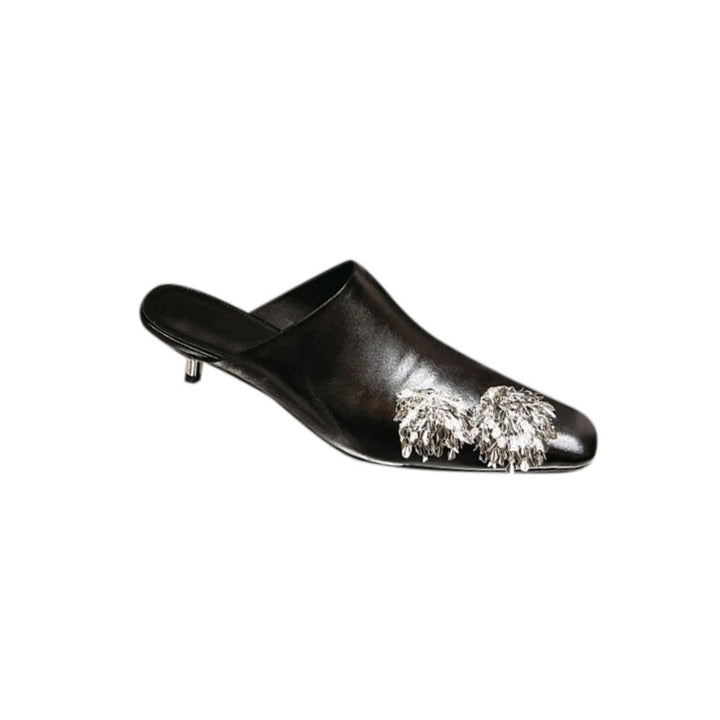 TEOSI Sequinned Kitten Heel Mules Sandals