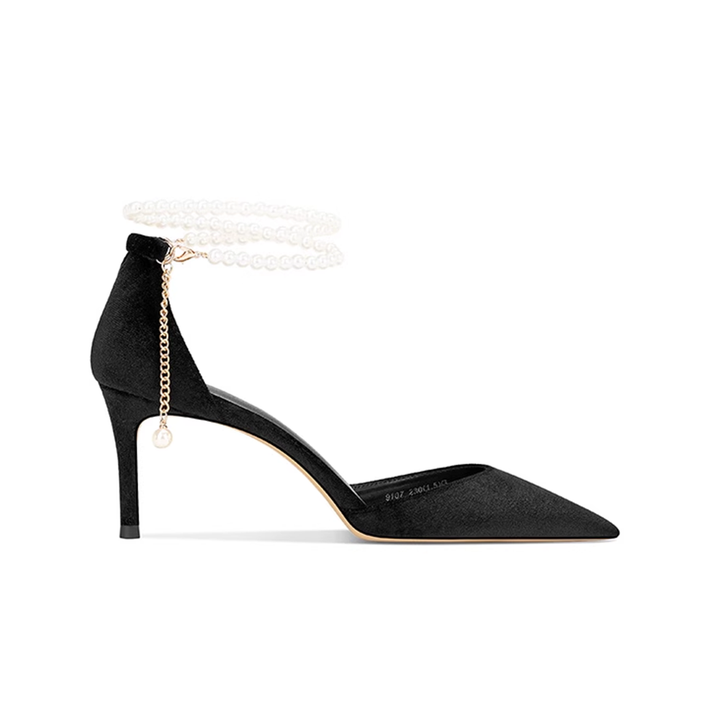 TESSU Pearl Embellished Kitten Heel Sandals