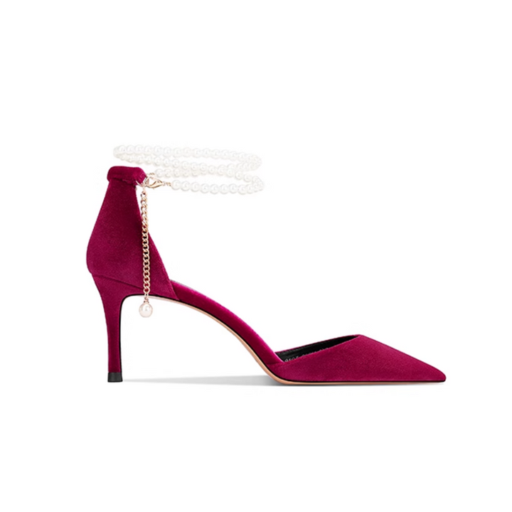 TESSU Pearl Embellished Kitten Heel Sandals