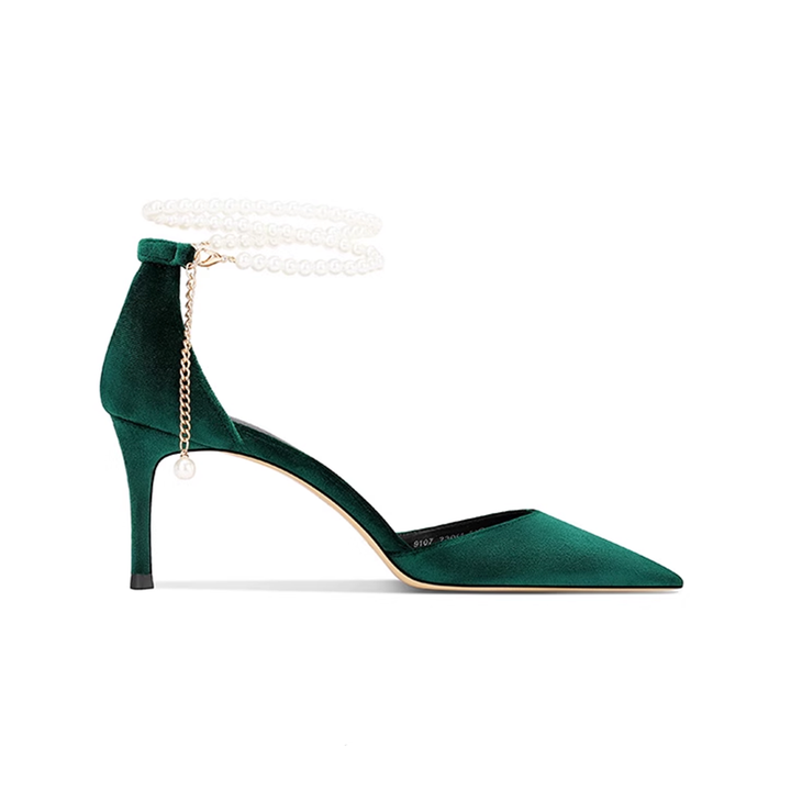 TESSU Pearl Embellished Kitten Heel Sandals