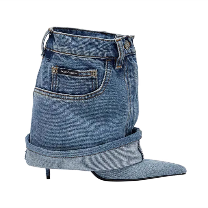 TUGAR Denim High Heel Ankle Boots